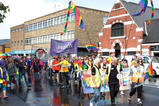 The Doncaster Pride event takes place in the town centre, Doncaster, United Kingdom, 19th August 2017. Photo by Glenn Ashley Photography.