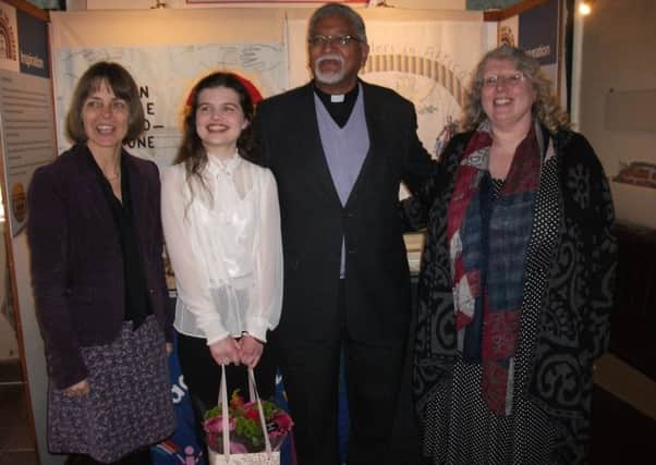 Sarah Friswell, chair of the trustees;, Amy Wilkinson, Bishop Ivan Abrahams and curator Gillian Crawley