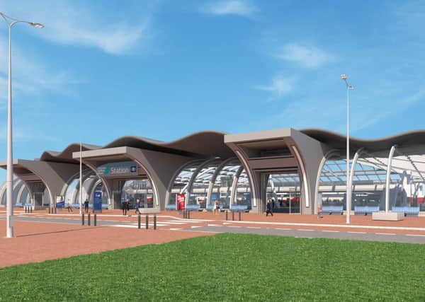 Artists impression of an East Coast mainline station at Doncaster Sheffield Airport