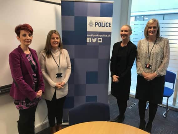 NSPCC campaigns manager Helen Westerman, Janet Fidler from Sheffield Futures and DS Laura Taylor alongside DCI Joanne Bates from South Yorkshire Police.
