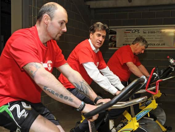 Ed Miliband gets in shape at a Fit Rovers session.