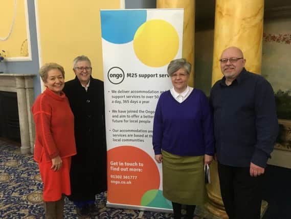 Rosie Winterton, Joyce Foster, Erika Stoddart and Glyn Jones at the relaunch of the M25 housing charity at Mansion House