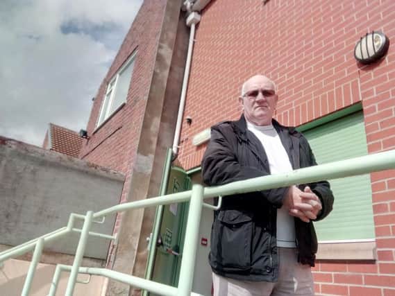 Bill Morrison, outside  the East Doncaster Development Trust, which has suffered vandalism