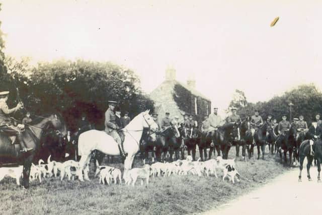 Queen's Own Yorkshire Dragoons between 1914 to 18 with horse and hounds
