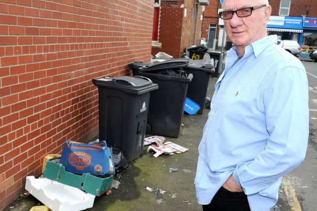 Ray Fowell is unhappy with the rubbish on the juntion of Montague Street and Copley Road.
