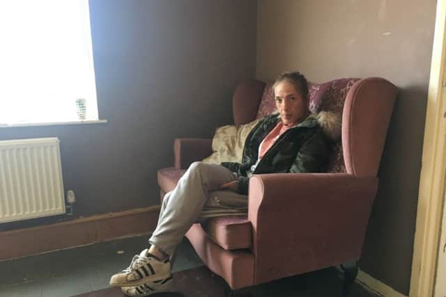 Kerry Fullwood, in her Doncaster flat.