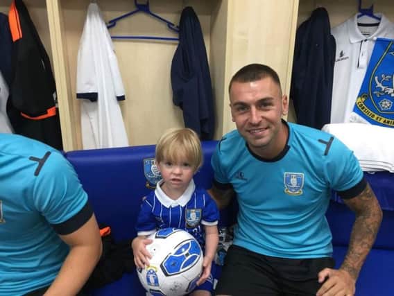 Jack Payne pictured with his favourite player Jack Hunt. Picture: Laura Webb.
