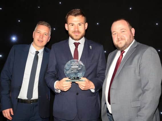 Darren Ferguson with Doncaster Rovers Player of the Year Andy Butler and The Star's Deputy Head of Sport Liam Hoden
