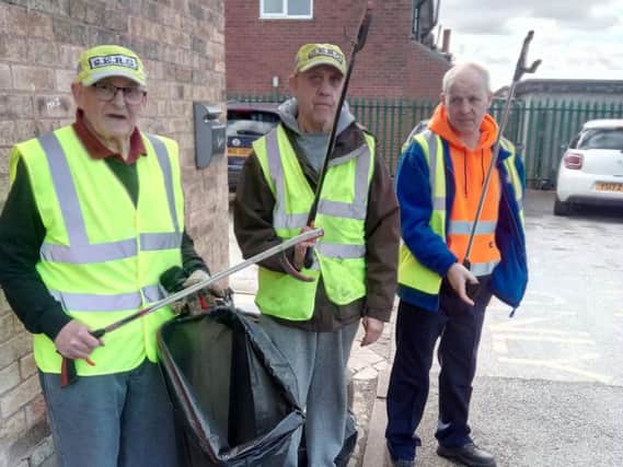 Fred Turner, Barry Pearson and Lee Davey, are helping clear up Stainforth as members of Stainforth Environmental Regeneration Volunteers