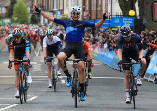Harry Tanfield takes the stage win in Doncaster. Picture: Chris Etchells.