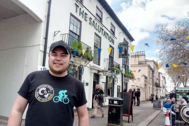 Josh Wilsdon, manager at the Salutation, which was decorated for the Tour de Yorkshire