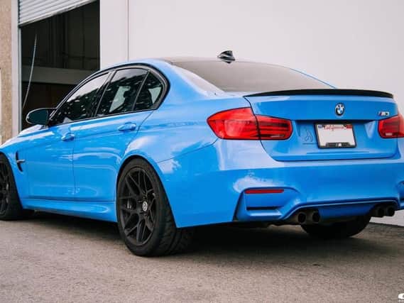 The blue BMW M3 which was stolen from an address in Edenthorpe.