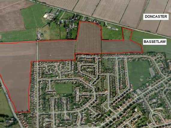The location where Barrett Homes want to build 650 homes north and west of Harworth which borders Doncaster