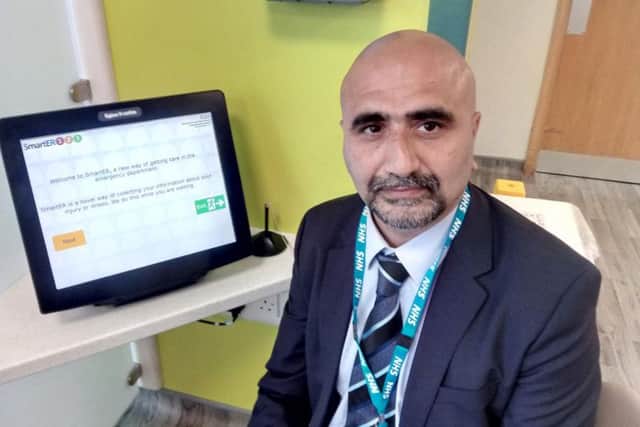 Dr  Amjid Mohammed at Doncaster Royal Infirmary'a A&E department with the new Smart-ER system