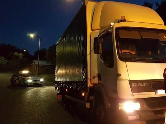 A police officer disturbed crooks stealing clothing from a lorry in Doncaster