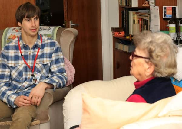 Sheffield Churches Council for Community Care Hospital to Home scheme. Pictured is Dan Kyte with service user Vera Miles. Picture: Chris Etchells