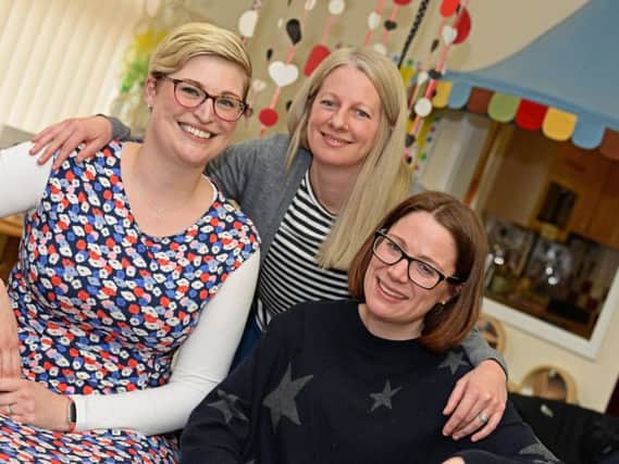 Three Doncaster mums l-r Claire Baigent, Louise McArthur and Helen Kerr-Higginson, have joined forces to launch the first peer support group for parents suffering with pre and postnatal depression in South Yorkshire, in affiliation with the UK's leading postnatal depression charity. Picture: Marie Caley NDFP PANDAS MC 2 
Writer: