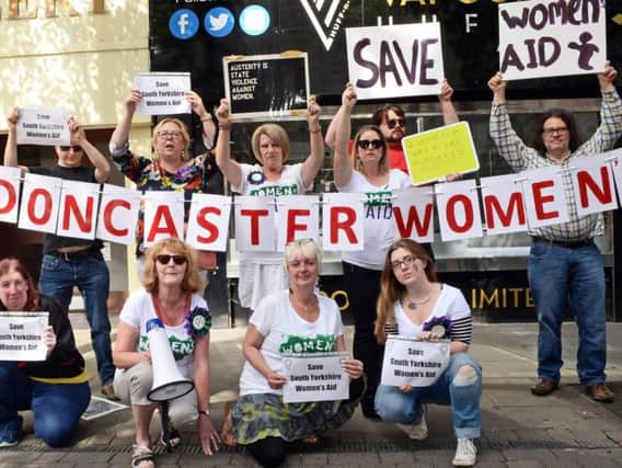 Joyce Sheppard and Amy Cousens, Womens Lives Matter campaigners pictured protesting along with other supporters at Clock Corner, Doncaster.