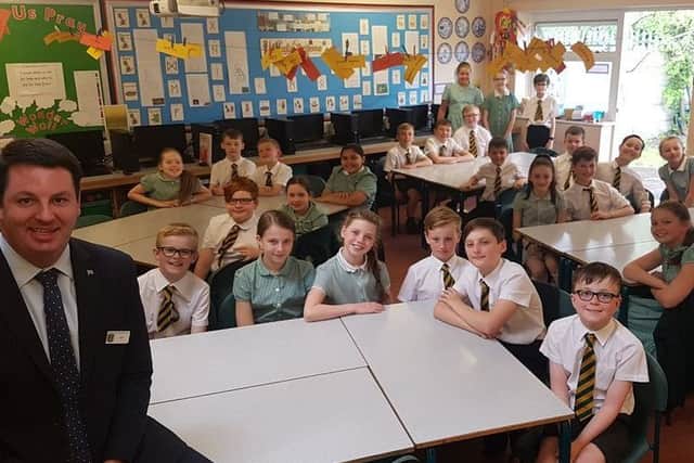 Isle MP Andrew Percy visits St Norbert's Primary Academy in Crowle for a Q&A session