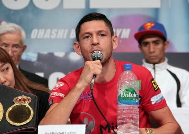 Jamie McDonnell addresses the media in Japan ahead of his clash with Naoya Inoue. Picture: Sumio Yamada